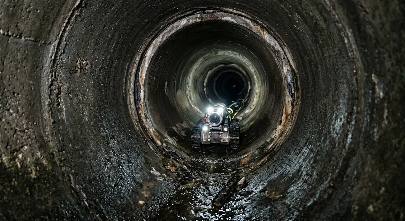 Robotic sewer camera inspecting pipe interior for Sewer Line Cleaning in Santa Rosa